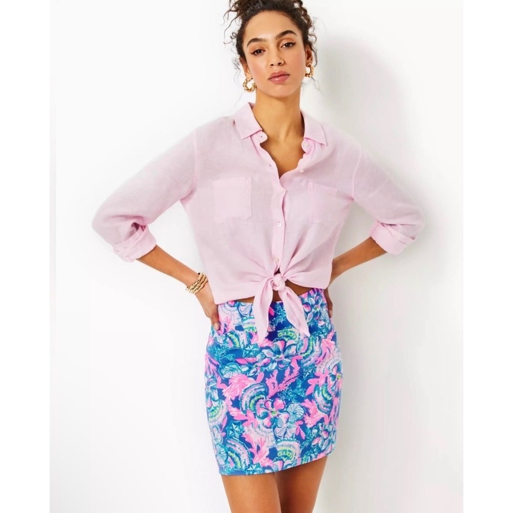 Lilly Pulitzer Jonas Stretch Skort Blue Tang Sitting Seaside 6 Coastal Preppy